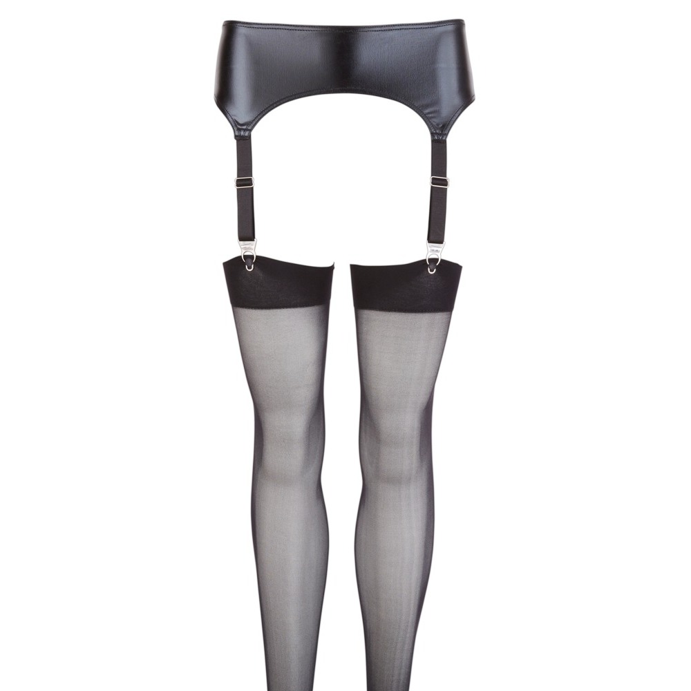 NOXQSE Wet Look Suspender Belt And Stockings - Image 3