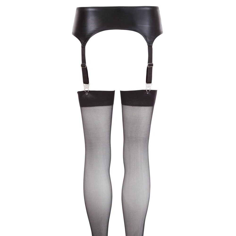 NOXQSE Wet Look Suspender Belt And Stockings - Image 4