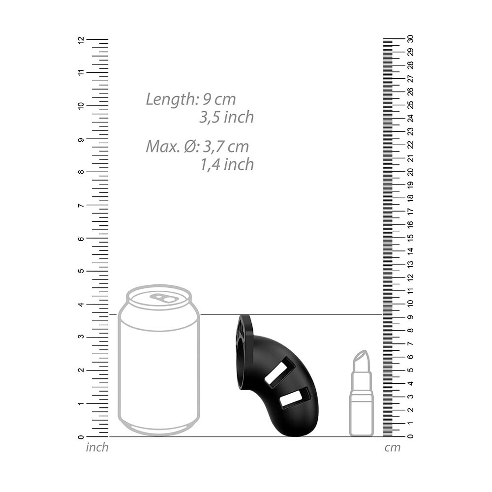 Man Cage 20 Male 3.5 Inch Black Silicone Chastity Cage - Image 3